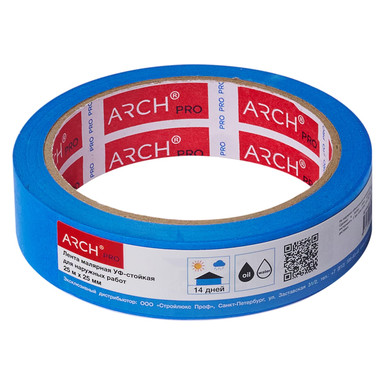 674025 ARCH PRO Малярная лента синяя Четкий край для наружных работ 25 м × 25 мм (14 дней)